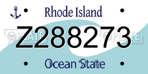 Z288273 Rhode Island License Plate