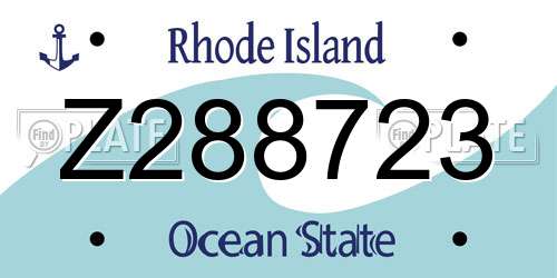 Z288723 Rhode Island License Plate