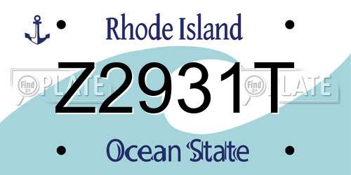 Z2931T Rhode Island License Plate