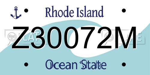 Z30072M Rhode Island License Plate