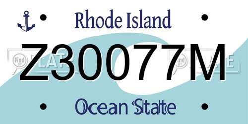 Z30077M Rhode Island License Plate