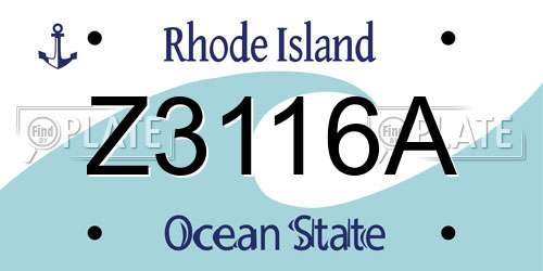 Z3116A Rhode Island License Plate