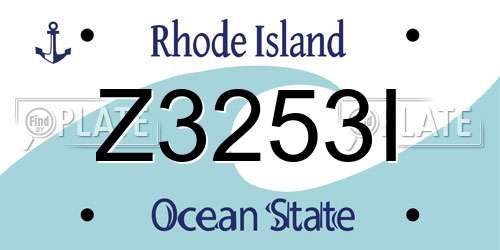 Z3253I Rhode Island License Plate