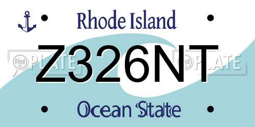 Z326NT Rhode Island License Plate