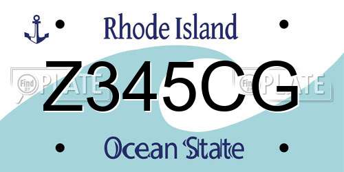 Z345CG Rhode Island License Plate