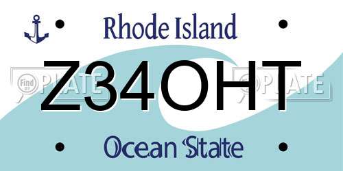 Z34OHT Rhode Island License Plate