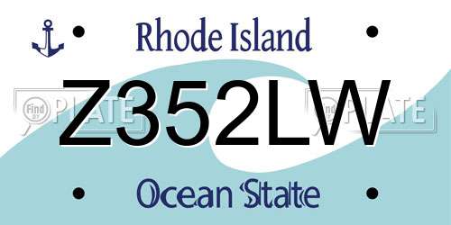 Z352LW Rhode Island License Plate