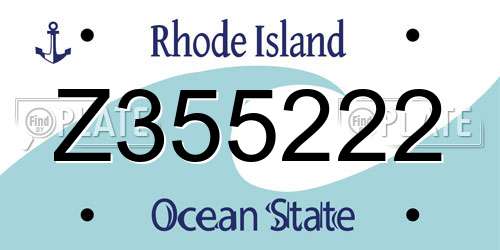 Z355222 Rhode Island License Plate