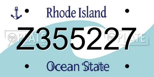 Z355227 Rhode Island License Plate