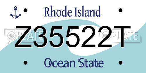 Z35522T Rhode Island License Plate