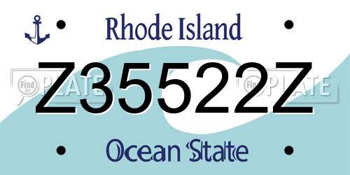 Z35522Z Rhode Island License Plate