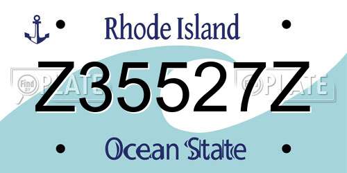 Z35527Z Rhode Island License Plate
