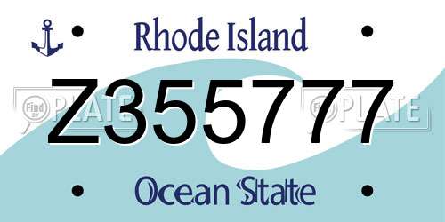 Z355777 Rhode Island License Plate