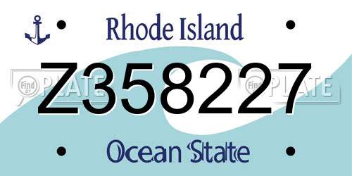 Z358227 Rhode Island License Plate