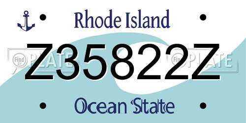 Z35822Z Rhode Island License Plate
