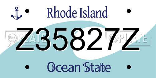 Z35827Z Rhode Island License Plate