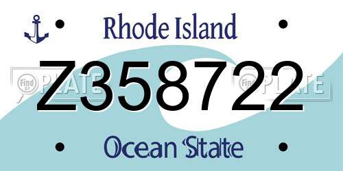 Z358722 Rhode Island License Plate
