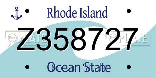 Z358727 Rhode Island License Plate