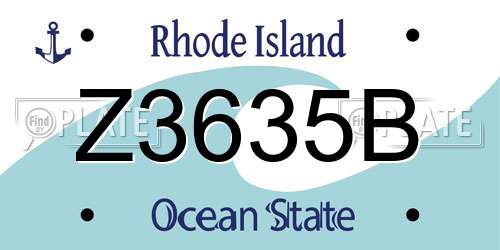 Z3635B Rhode Island License Plate