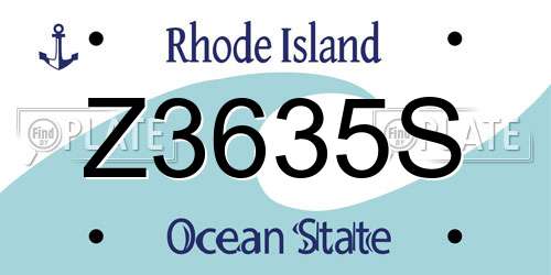 Z3635S Rhode Island License Plate