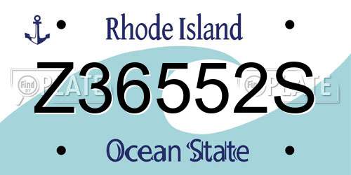 Z36552S Rhode Island License Plate
