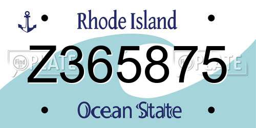 Z365875 Rhode Island License Plate