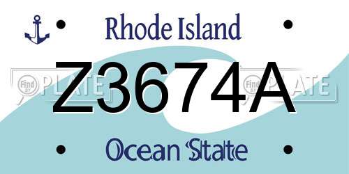 Z3674A Rhode Island License Plate