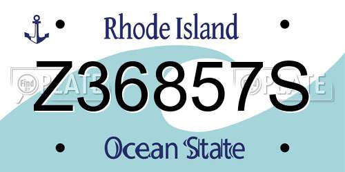 Z36857S Rhode Island License Plate