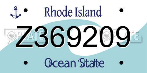 Z369209 Rhode Island License Plate