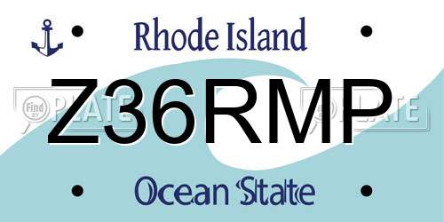 Z36RMP Rhode Island License Plate