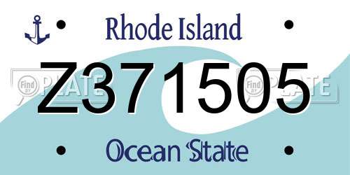 Z371505 Rhode Island License Plate