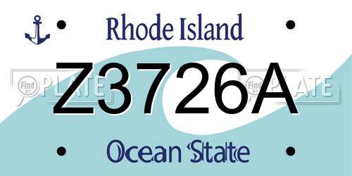 Z3726A Rhode Island License Plate