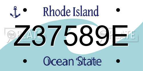 Z37589E Rhode Island License Plate