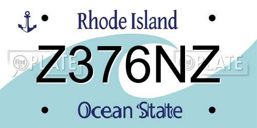Z376NZ Rhode Island License Plate
