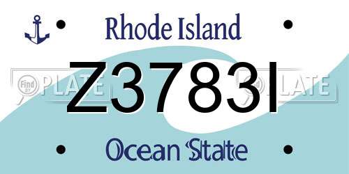 Z3783I Rhode Island License Plate