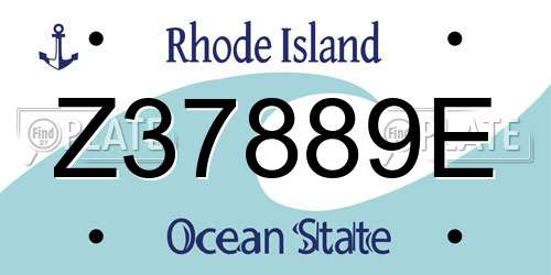 Z37889E Rhode Island License Plate