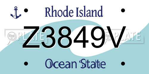 Z3849V Rhode Island License Plate