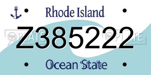 Z385222 Rhode Island License Plate