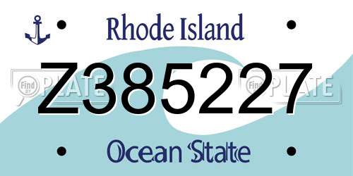 Z385227 Rhode Island License Plate
