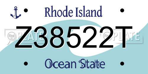 Z38522T Rhode Island License Plate