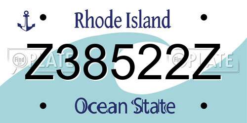Z38522Z Rhode Island License Plate