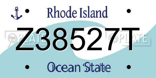 Z38527T Rhode Island License Plate