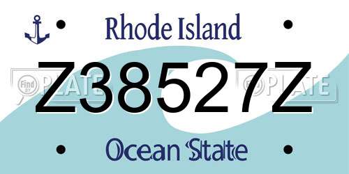 Z38527Z Rhode Island License Plate