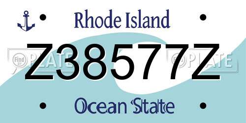 Z38577Z Rhode Island License Plate