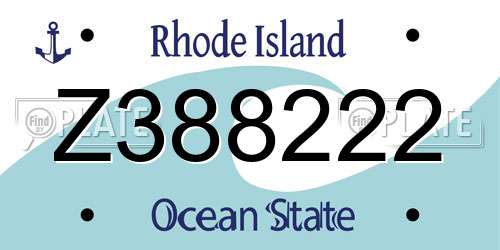 Z388222 Rhode Island License Plate