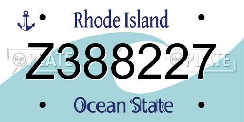 Z388227 Rhode Island License Plate