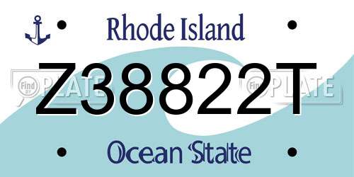 Z38822T Rhode Island License Plate