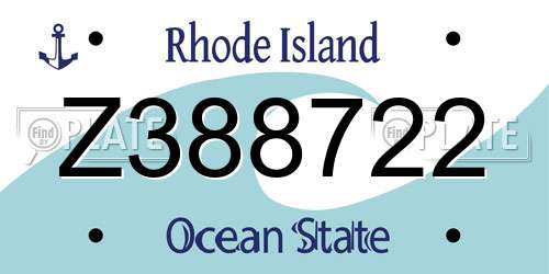 Z388722 Rhode Island License Plate
