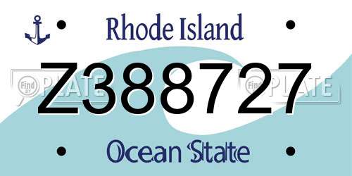 Z388727 Rhode Island License Plate