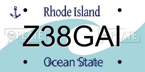 Z38GAI Rhode Island License Plate